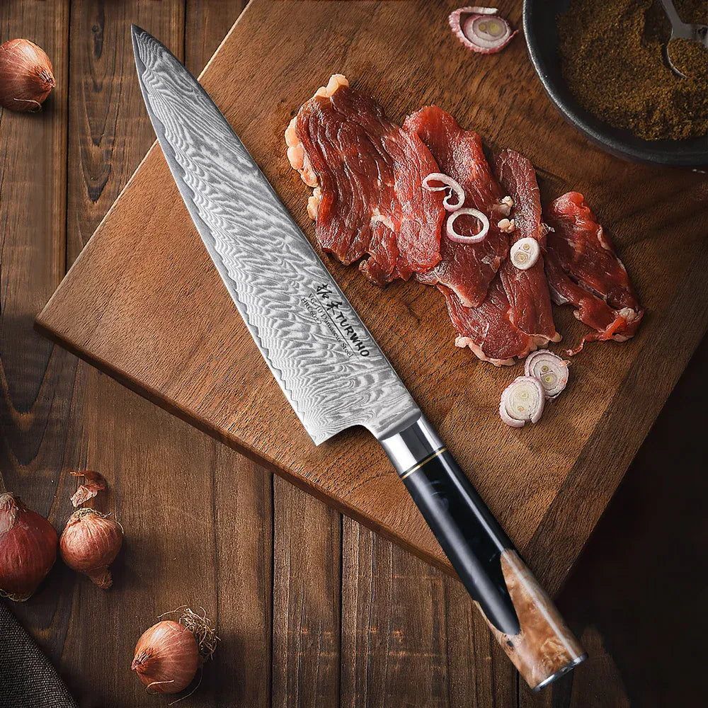 TURWHO 8 Inch Chef Knife Gyuto Knife Japanese Style VG10 Core Damascus Kitchen Knives Stainless Steel Butcher Knife Resin Handle TURWHO 8 Inch Chef Knife Gyuto Knife Japanese Style VG10 Core Damascus Kitchen Knives Stainless Steel Butcher Knife Resin Handle