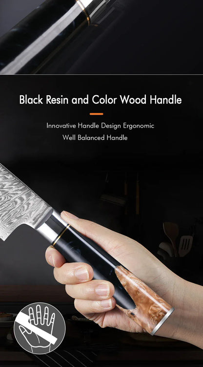 TURWHO 8 Inch Chef Knife Gyuto Knife Japanese Style VG10 Core Damascus Kitchen Knives Stainless Steel Butcher Knife Resin Handle TURWHO 8 Inch Chef Knife Gyuto Knife Japanese Style VG10 Core Damascus Kitchen Knives Stainless Steel Butcher Knife Resin Handle