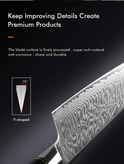 TURWHO 8 Inch Chef Knife Gyuto Knife Japanese Style VG10 Core Damascus Kitchen Knives Stainless Steel Butcher Knife Resin Handle TURWHO 8 Inch Chef Knife Gyuto Knife Japanese Style VG10 Core Damascus Kitchen Knives Stainless Steel Butcher Knife Resin Handle