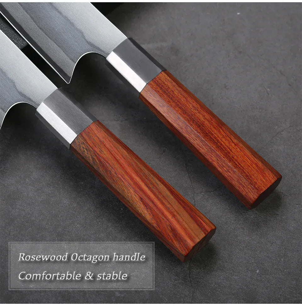 TURWHO 8 Inch Japanese Chef Knife 7-Layer 440C Damascus Steel Kitchen Knives Hand Forged Kiritsuke Knives Octagonal Handle TURWHO 8 Inch Japanese Chef Knife 7-Layer 440C Damascus Steel Kitchen Knives Hand Forged Kiritsuke Knives Octagonal Handle