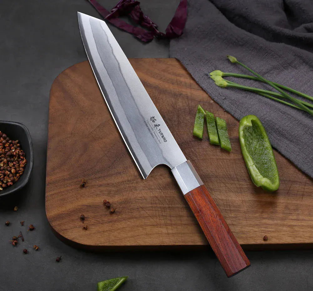TURWHO 8 Inch Japanese Chef Knife 7-Layer 440C Damascus Steel Kitchen Knives Hand Forged Kiritsuke Knives Octagonal Handle TURWHO 8 Inch Japanese Chef Knife 7-Layer 440C Damascus Steel Kitchen Knives Hand Forged Kiritsuke Knives Octagonal Handle