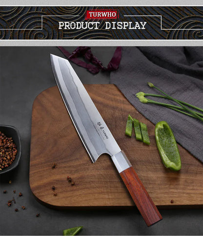 TURWHO 8 Inch Japanese Chef Knife 7-Layer 440C Damascus Steel Kitchen Knives Hand Forged Kiritsuke Knives Octagonal Handle TURWHO 8 Inch Japanese Chef Knife 7-Layer 440C Damascus Steel Kitchen Knives Hand Forged Kiritsuke Knives Octagonal Handle
