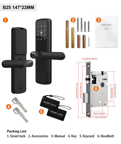 TUYA Fingerprint Door Lock WIFI Keyless Smart  Electronic Lock NFC Keypad APP Password KEY Reversible Handle For Home office TUYA Fingerprint Door Lock WIFI Keyless Smart  Electronic Lock NFC Keypad APP Password KEY Reversible Handle For Home office