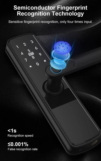 TUYA Fingerprint Door Lock WIFI Keyless Smart  Electronic Lock NFC Keypad APP Password KEY Reversible Handle For Home office TUYA Fingerprint Door Lock WIFI Keyless Smart  Electronic Lock NFC Keypad APP Password KEY Reversible Handle For Home office