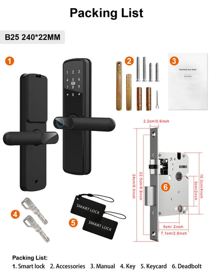 TUYA Fingerprint Door Lock WIFI Keyless Smart  Electronic Lock NFC Keypad APP Password KEY Reversible Handle For Home office TUYA Fingerprint Door Lock WIFI Keyless Smart  Electronic Lock NFC Keypad APP Password KEY Reversible Handle For Home office