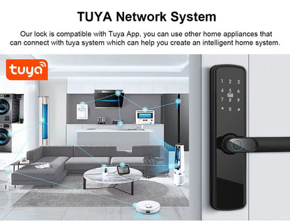 TUYA Fingerprint Door Lock WIFI Keyless Smart  Electronic Lock NFC Keypad APP Password KEY Reversible Handle For Home office TUYA Fingerprint Door Lock WIFI Keyless Smart  Electronic Lock NFC Keypad APP Password KEY Reversible Handle For Home office