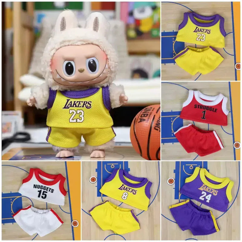 Two-Piece Suit 17cm First Second Generation Labubu Basketball Clothes Cute Doll Decoration Handmade Clothes Two-Piece Suit 17cm First Second Generation Labubu Basketball Clothes Cute Doll Decoration Handmade Clothes