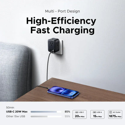 UGREEN Outlet Extender 20W Power Strip 4 AC Outlets 3 USB-A 1 USB-C Wall Charger for Home Office Travel 1875W 15A 125V UGREEN Outlet Extender 20W Power Strip 4 AC Outlets 3 USB-A 1 USB-C Wall Charger for Home Office Travel 1875W 15A 125V