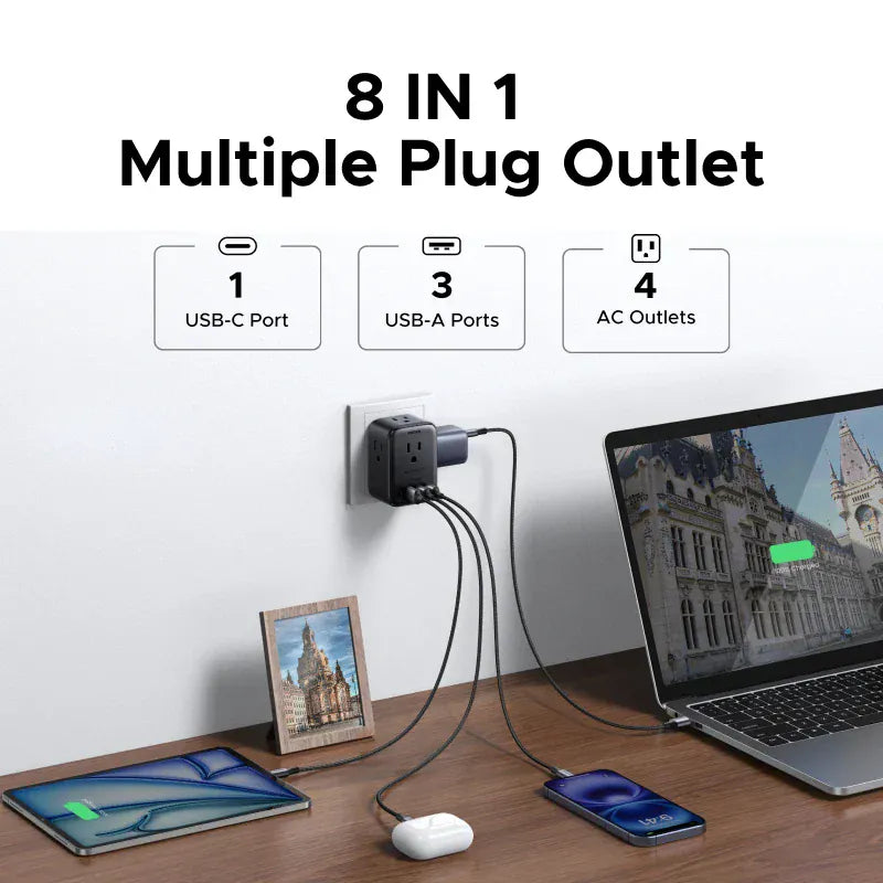 UGREEN Outlet Extender 20W Power Strip 4 AC Outlets 3 USB-A 1 USB-C Wall Charger for Home Office Travel 1875W 15A 125V UGREEN Outlet Extender 20W Power Strip 4 AC Outlets 3 USB-A 1 USB-C Wall Charger for Home Office Travel 1875W 15A 125V