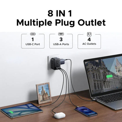 UGREEN Outlet Extender 20W Power Strip 4 AC Outlets 3 USB-A 1 USB-C Wall Charger for Home Office Travel 1875W 15A 125V UGREEN Outlet Extender 20W Power Strip 4 AC Outlets 3 USB-A 1 USB-C Wall Charger for Home Office Travel 1875W 15A 125V