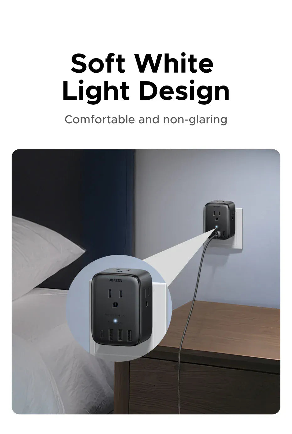 UGREEN Outlet Extender 20W Power Strip 4 AC Outlets 3 USB-A 1 USB-C Wall Charger for Home Office Travel 1875W 15A 125V UGREEN Outlet Extender 20W Power Strip 4 AC Outlets 3 USB-A 1 USB-C Wall Charger for Home Office Travel 1875W 15A 125V