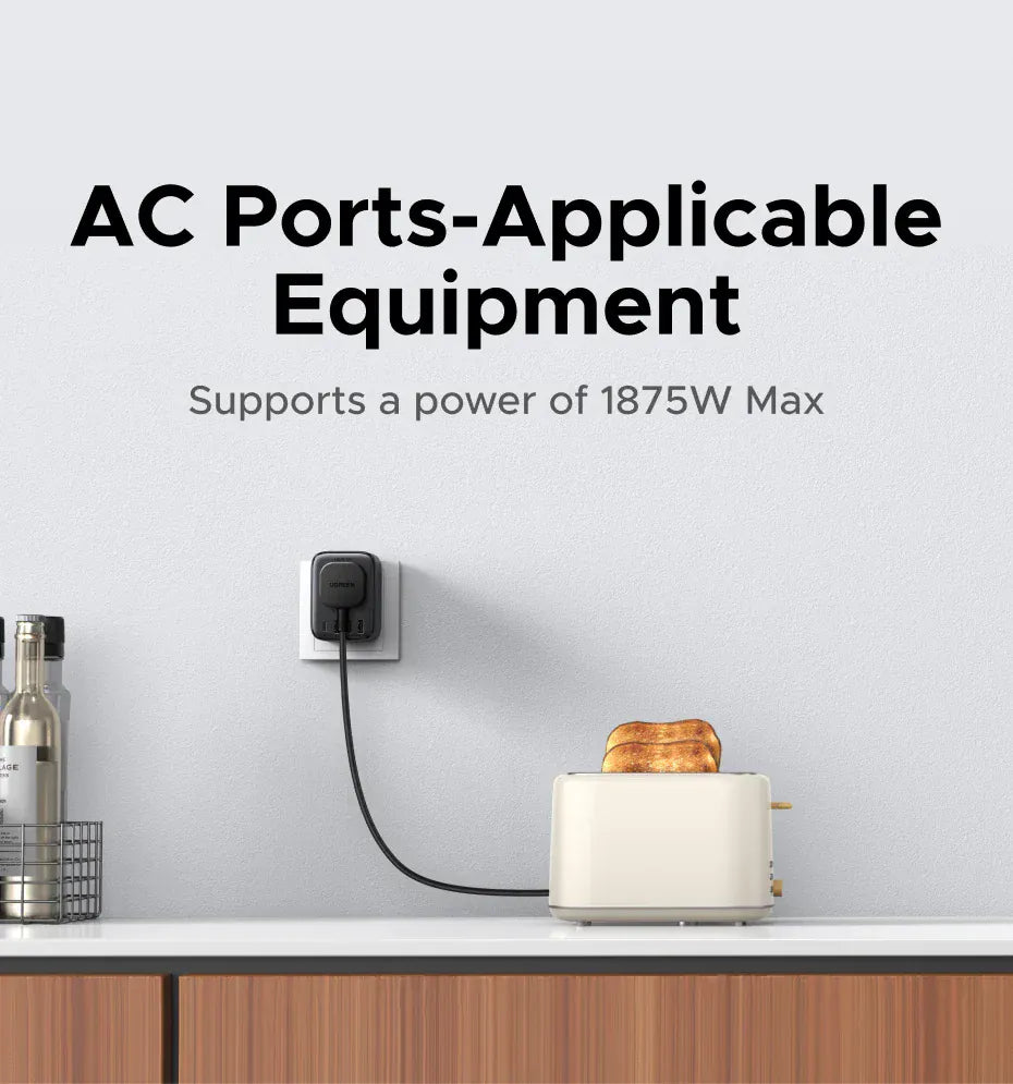 UGREEN Outlet Extender 20W Power Strip 4 AC Outlets 3 USB-A 1 USB-C Wall Charger for Home Office Travel 1875W 15A 125V UGREEN Outlet Extender 20W Power Strip 4 AC Outlets 3 USB-A 1 USB-C Wall Charger for Home Office Travel 1875W 15A 125V