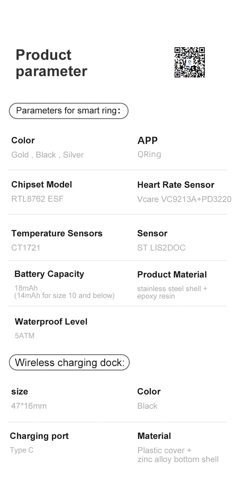 Uhoofit R10 Smart Ring with Wireless Charging | Wahooly Uhoofit R10 Smart Ring with Charging Dock Men Women Health Sleep Heart Rate Monitoring IP68 & 5ATM Waterproof Multi-sport Mode