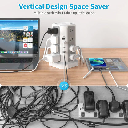 US 4-layer 3m extension tower plug-in board with PD fast charging, suitable for office, home, school and other scenarios US 4-layer 3m extension tower plug-in board with PD fast charging, suitable for office, home, school and other scenarios