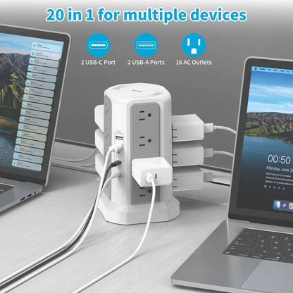 US 4-layer 3m extension tower plug-in board with PD fast charging, suitable for office, home, school and other scenarios US 4-layer 3m extension tower plug-in board with PD fast charging, suitable for office, home, school and other scenarios