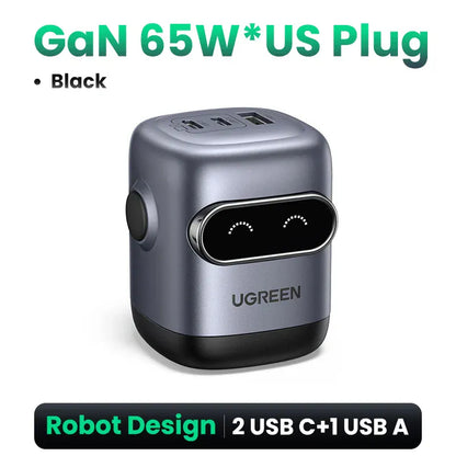 【US Plug】UGREEN 65W 30W GaN Charger Robot Design QC4.0 3.0 PPS for iPhone 17 16 15 Pro Macbook Laptops Tablet PD3.0 Fast Charg 【US Plug】UGREEN 65W 30W GaN Charger Robot Design QC4.0 3.0 PPS for iPhone 17 16 15 Pro Macbook Laptops Tablet PD3.0 Fast Charg