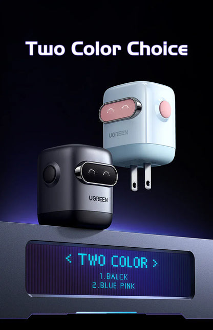 【US Plug】UGREEN 65W 30W GaN Charger Robot Design QC4.0 3.0 PPS for iPhone 17 16 15 Pro Macbook Laptops Tablet PD3.0 Fast Charg 【US Plug】UGREEN 65W 30W GaN Charger Robot Design QC4.0 3.0 PPS for iPhone 17 16 15 Pro Macbook Laptops Tablet PD3.0 Fast Charg