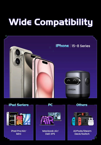 【US Plug】UGREEN 65W 30W GaN Charger Robot Design QC4.0 3.0 PPS for iPhone 17 16 15 Pro Macbook Laptops Tablet PD3.0 Fast Charg 【US Plug】UGREEN 65W 30W GaN Charger Robot Design QC4.0 3.0 PPS for iPhone 17 16 15 Pro Macbook Laptops Tablet PD3.0 Fast Charg