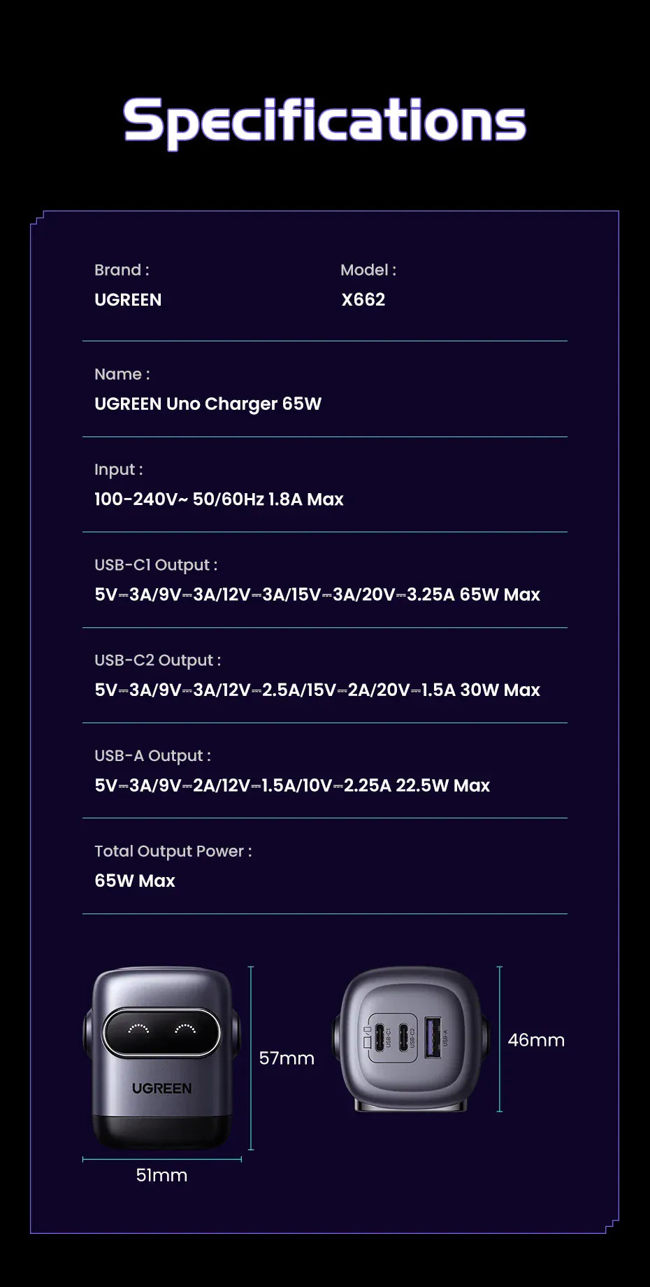 【US Plug】UGREEN 65W 30W GaN Charger Robot Design QC4.0 3.0 PPS for iPhone 17 16 15 Pro Macbook Laptops Tablet PD3.0 Fast Charg 【US Plug】UGREEN 65W 30W GaN Charger Robot Design QC4.0 3.0 PPS for iPhone 17 16 15 Pro Macbook Laptops Tablet PD3.0 Fast Charg