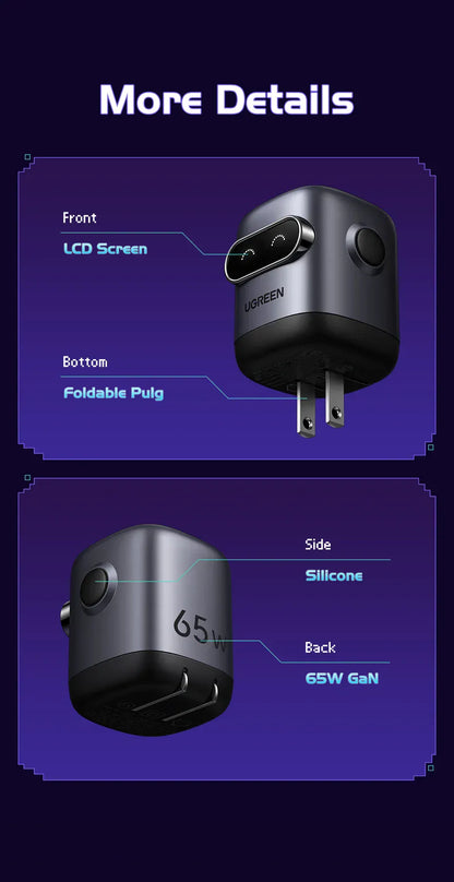 【US Plug】UGREEN 65W 30W GaN Charger Robot Design QC4.0 3.0 PPS for iPhone 17 16 15 Pro Macbook Laptops Tablet PD3.0 Fast Charg 【US Plug】UGREEN 65W 30W GaN Charger Robot Design QC4.0 3.0 PPS for iPhone 17 16 15 Pro Macbook Laptops Tablet PD3.0 Fast Charg