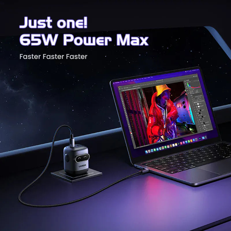 【US Plug】UGREEN 65W 30W GaN Charger Robot Design QC4.0 3.0 PPS for iPhone 17 16 15 Pro Macbook Laptops Tablet PD3.0 Fast Charg 【US Plug】UGREEN 65W 30W GaN Charger Robot Design QC4.0 3.0 PPS for iPhone 17 16 15 Pro Macbook Laptops Tablet PD3.0 Fast Charg