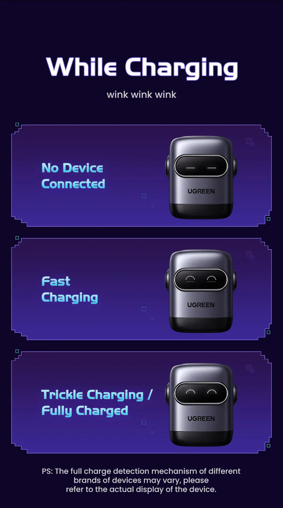 【US Plug】UGREEN 65W 30W GaN Charger Robot Design QC4.0 3.0 PPS for iPhone 17 16 15 Pro Macbook Laptops Tablet PD3.0 Fast Charg 【US Plug】UGREEN 65W 30W GaN Charger Robot Design QC4.0 3.0 PPS for iPhone 17 16 15 Pro Macbook Laptops Tablet PD3.0 Fast Charg