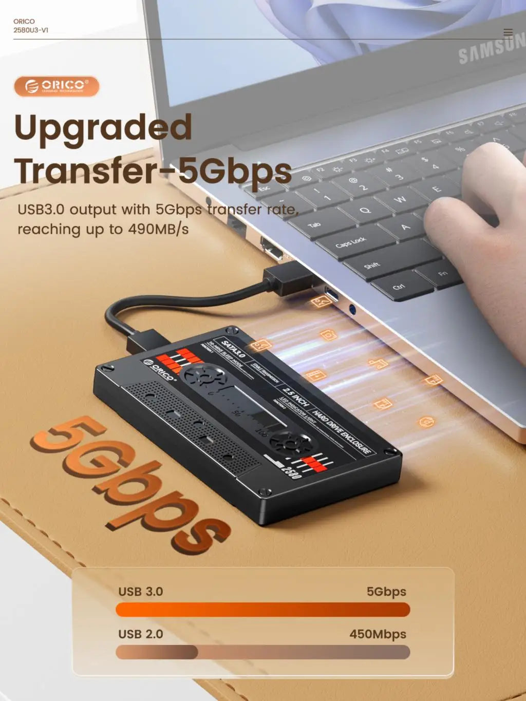 USB 3.0 SATA 5Gbps HDD & SSD Tape Enclosure With DIY Sticker UASP for PC Notebook USB 3.0 SATA 5Gbps HDD & SSD Tape Enclosure With DIY Sticker UASP for PC Notebook