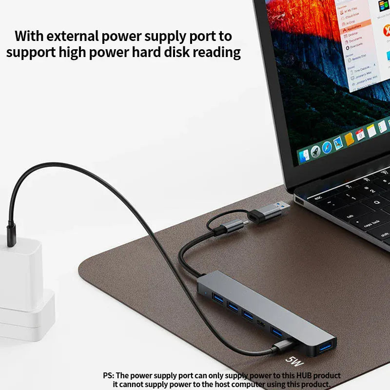 USB C Hub USB Hub 3.0, Aluminum 7 in 1 USB Extender USB C Hub USB Hub 3.0, Aluminum 7 in 1 USB Extender