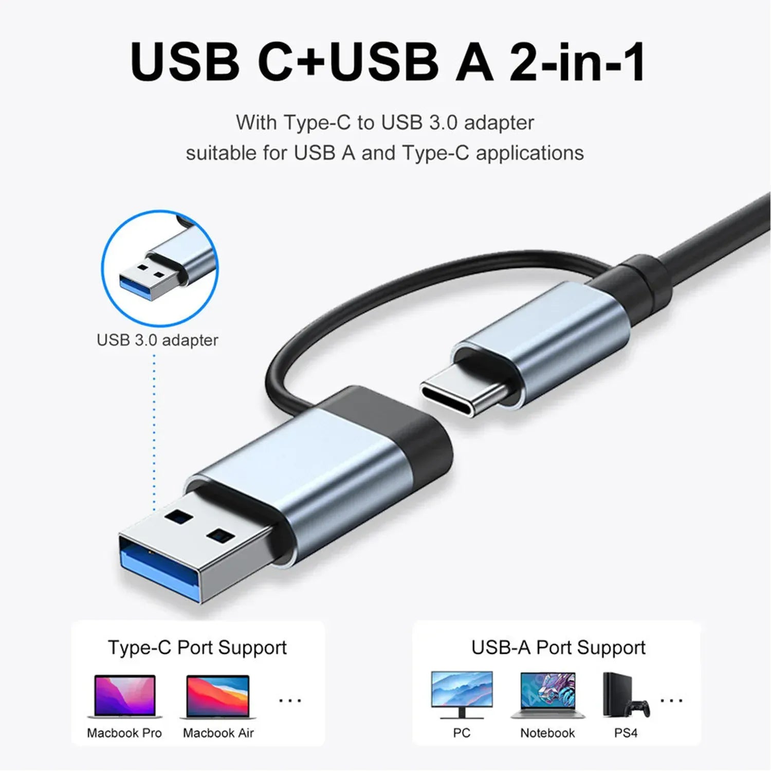 USB C Hub USB Hub 3.0, Aluminum 7 in 1 USB Extender USB C Hub USB Hub 3.0, Aluminum 7 in 1 USB Extender