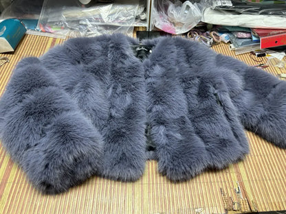 V-Neck Faux Fox Fur Coat - Long Sleeve Winter Jacket | Wahooly V-Neck Faux Fox Fur Coat - Long Sleeve Winter Jacket for Women