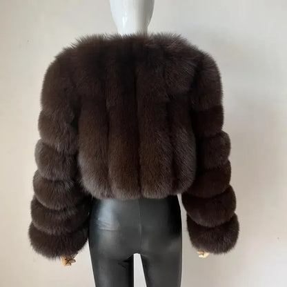 V-Neck Faux Fox Fur Coat - Long Sleeve Winter Jacket | Wahooly V-Neck Faux Fox Fur Coat - Long Sleeve Winter Jacket for Women