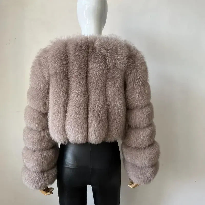 V-Neck Faux Fox Fur Coat - Long Sleeve Winter Jacket | Wahooly V-Neck Faux Fox Fur Coat - Long Sleeve Winter Jacket for Women