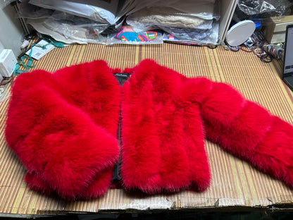 V-Neck Faux Fox Fur Coat - Long Sleeve Winter Jacket | Wahooly V-Neck Faux Fox Fur Coat - Long Sleeve Winter Jacket for Women