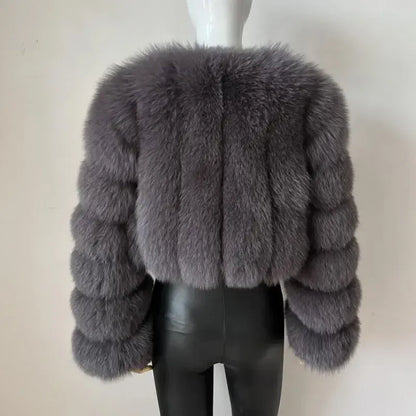 V-Neck Faux Fox Fur Coat - Long Sleeve Winter Jacket | Wahooly V-Neck Faux Fox Fur Coat - Long Sleeve Winter Jacket for Women