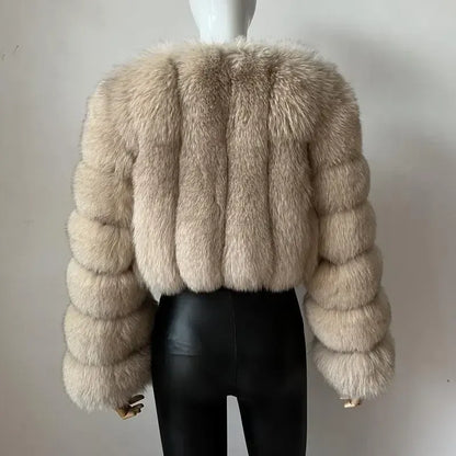 V-Neck Faux Fox Fur Coat - Long Sleeve Winter Jacket | Wahooly V-Neck Faux Fox Fur Coat - Long Sleeve Winter Jacket for Women