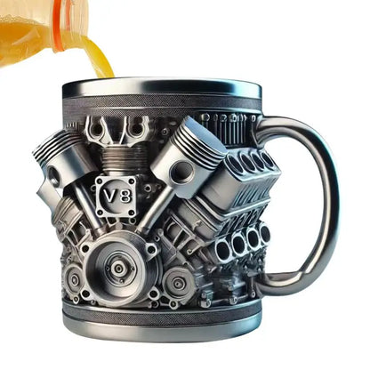 V6 V8 Engine Coffee Mug — Insulated Stainless Steel Cup for Car Lovers V6 & V8 Engine Coffee Mug — Stainless Steel Insulated Cup for Car Lovers & Gearheads