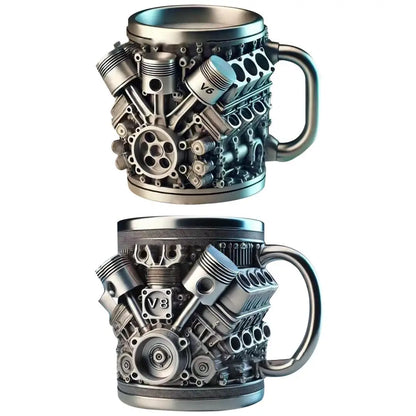 V6 V8 Engine Coffee Mug — Insulated Stainless Steel Cup for Car Lovers V6 & V8 Engine Coffee Mug — Stainless Steel Insulated Cup for Car Lovers & Gearheads