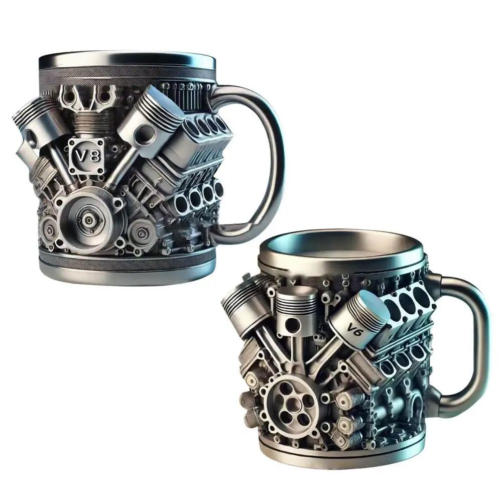 V6 V8 Engine Coffee Mug — Insulated Stainless Steel Cup for Car Lovers V6 & V8 Engine Coffee Mug — Stainless Steel Insulated Cup for Car Lovers & Gearheads