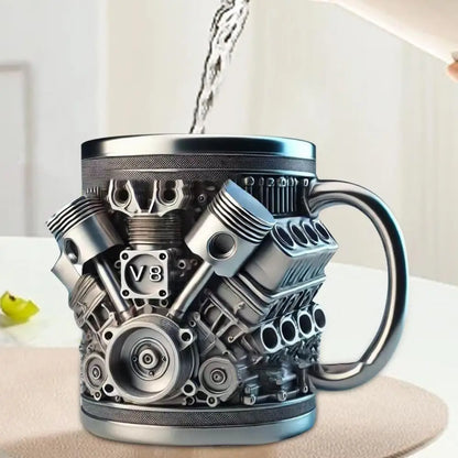 V6 V8 Engine Coffee Mug — Insulated Stainless Steel Cup for Car Lovers V6 & V8 Engine Coffee Mug — Stainless Steel Insulated Cup for Car Lovers & Gearheads