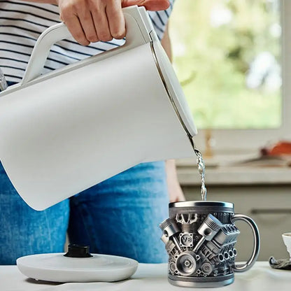 V6 V8 Engine Coffee Mug — Insulated Stainless Steel Cup for Car Lovers V6 & V8 Engine Coffee Mug — Stainless Steel Insulated Cup for Car Lovers & Gearheads