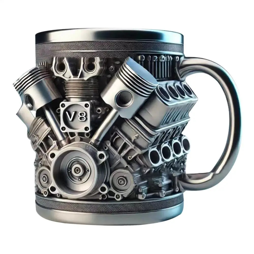 V6 V8 Engine Coffee Mug — Insulated Stainless Steel Cup for Car Lovers V6 & V8 Engine Coffee Mug — Stainless Steel Insulated Cup for Car Lovers & Gearheads