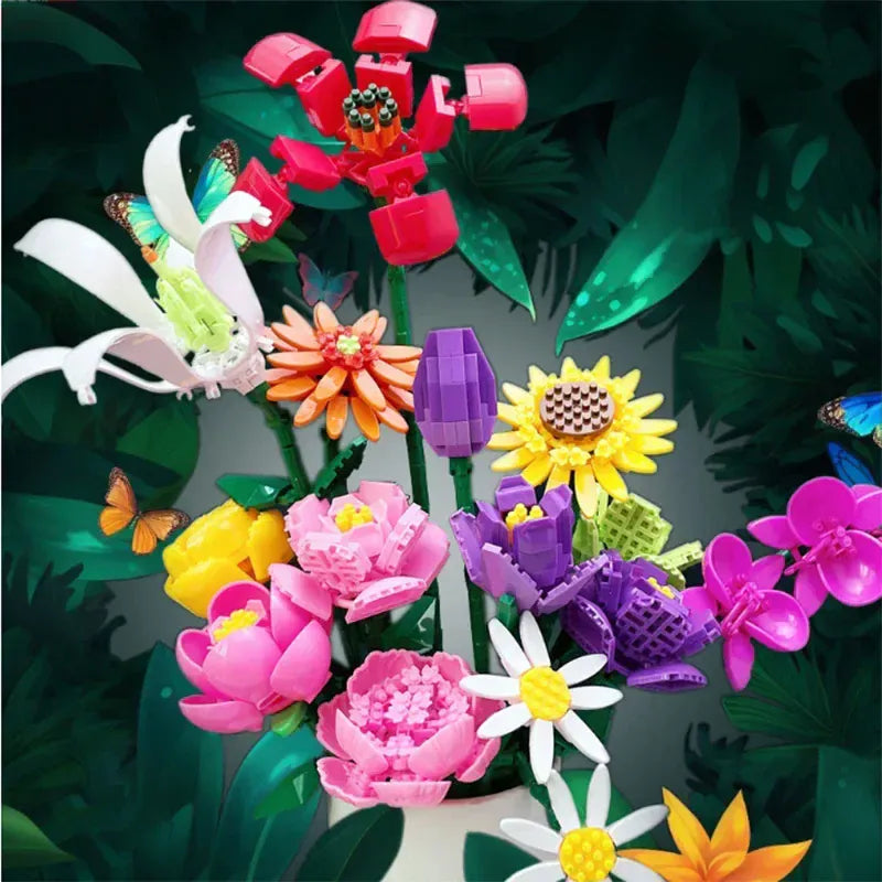 Valentine's Day Immortal Bouquet Creative Desktop Decoration Flowers Building Blocks Puzzle Simulation Toy Girls Gifts #T3 Valentine's Day Immortal Bouquet Creative Desktop Decoration Flowers Building Blocks Puzzle Simulation Toy Girls Gifts #T3