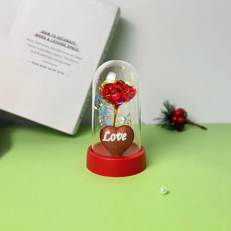 Valentine's Day Roses gift Romantic love plastic cover will glow home bedroom decor trinket Birthday decoration Party Party smal Valentine's Day Roses gift Romantic love plastic cover will glow home bedroom decor trinket Birthday decoration Party Party smal