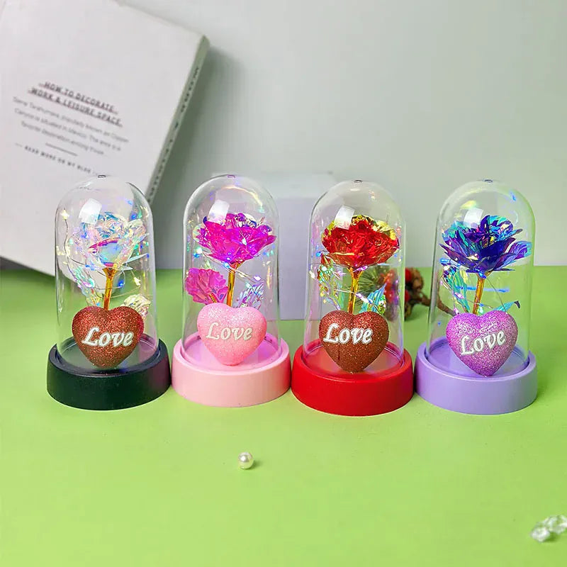 Valentine's Day Roses gift Romantic love plastic cover will glow home bedroom decor trinket Birthday decoration Party Party smal Valentine's Day Roses gift Romantic love plastic cover will glow home bedroom decor trinket Birthday decoration Party Party smal