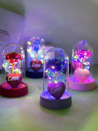 Valentine's Day Roses gift Romantic love plastic cover will glow home bedroom decor trinket Birthday decoration Party Party smal Valentine's Day Roses gift Romantic love plastic cover will glow home bedroom decor trinket Birthday decoration Party Party smal