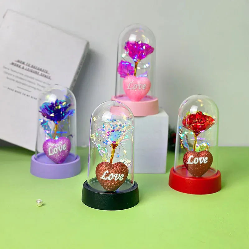 Valentine's Day Roses gift Romantic love plastic cover will glow home bedroom decor trinket Birthday decoration Party Party smal Valentine's Day Roses gift Romantic love plastic cover will glow home bedroom decor trinket Birthday decoration Party Party smal