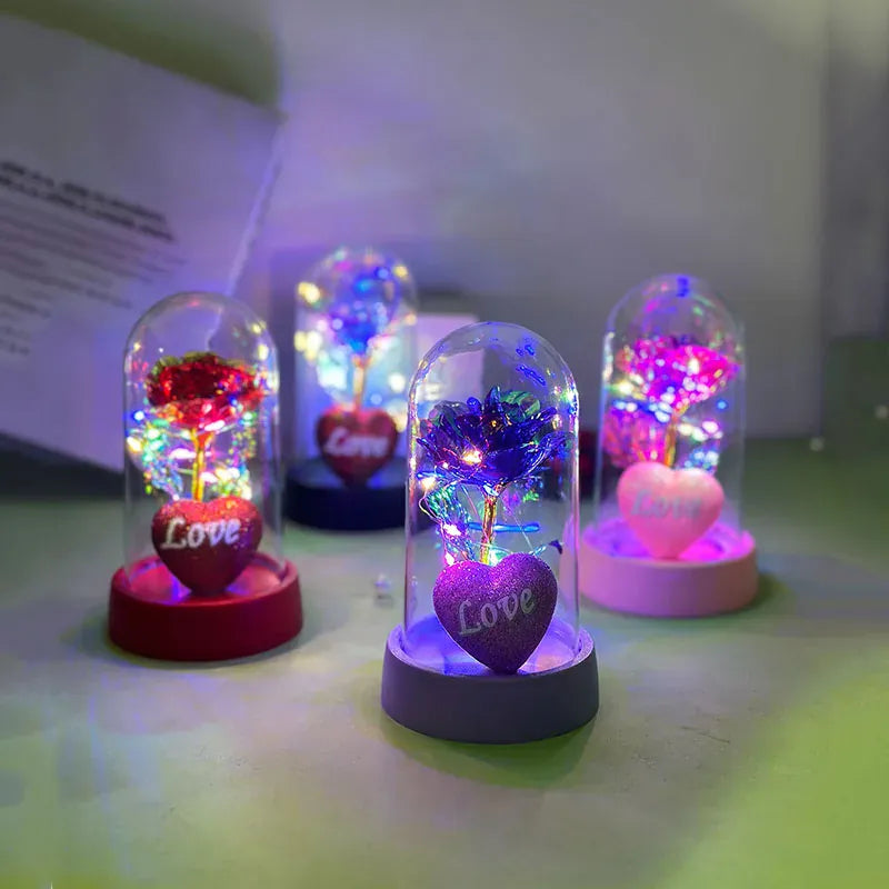 Valentine's Day Roses gift Romantic love plastic cover will glow home bedroom decor trinket Birthday decoration Party Party smal Valentine's Day Roses gift Romantic love plastic cover will glow home bedroom decor trinket Birthday decoration Party Party smal