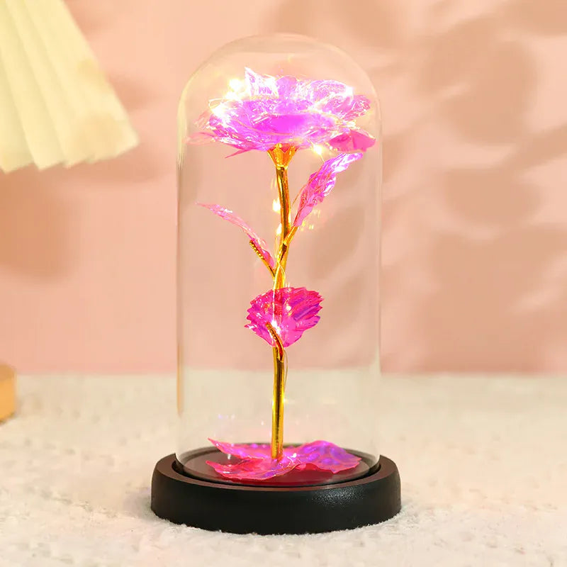 Valentines Day Gift for Girlfriend Eternal Rose LED Light Foil Flower In Glass Cover Mothers Day Wedding Favors Bridesmaid Gift Valentines Day Gift for Girlfriend Eternal Rose LED Light Foil Flower In Glass Cover Mothers Day Wedding Favors Bridesmaid Gift
