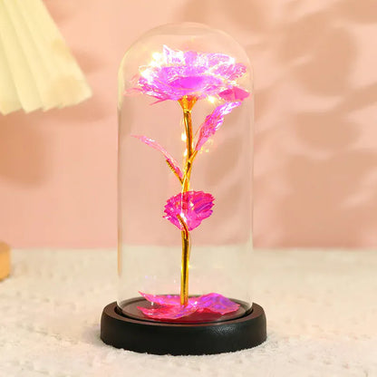 Valentines Day Gift for Girlfriend Eternal Rose LED Light Foil Flower In Glass Cover Mothers Day Wedding Favors Bridesmaid Gift Valentines Day Gift for Girlfriend Eternal Rose LED Light Foil Flower In Glass Cover Mothers Day Wedding Favors Bridesmaid Gift