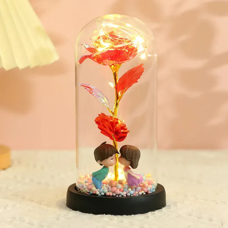 Valentines Day Gift for Girlfriend Eternal Rose LED Light Foil Flower In Glass Cover Mothers Day Wedding Favors Bridesmaid Gift Valentines Day Gift for Girlfriend Eternal Rose LED Light Foil Flower In Glass Cover Mothers Day Wedding Favors Bridesmaid Gift